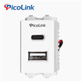 Nhân sạc điện thoại USB và Type-C âm tường Picolink PL-1USB-1TC