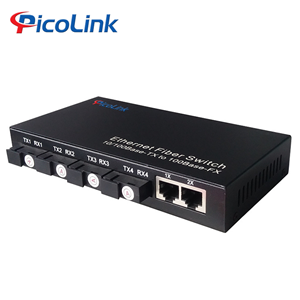 Bộ Chuyển Mạch Quang 4 cổng SC + 2 cổng RJ45 10/100/1000Mbps, Picolink PL-4Q2L-1