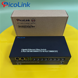Bộ Chuyển Mạch Quang 8 Cổng SFP GE + 2 Cổng RJ45 Gigabit PicoLink PL-8SFP2L-1000