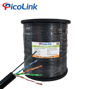 Cáp mạng Picolink PL-305OD-UTP-C6, CAT6 ngoài trời UTP+ dây gia cường