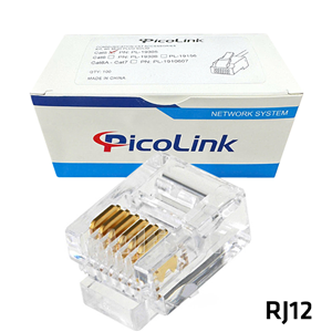 Đầu Bấm Điện Thoại Chuẩn RJ12 6P6C, Hạt Thoại RJ12 6 Pin PicoLink PL-19112