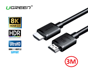 Dây Cáp HDMI 2.1 Ugreen 45433 Dài 3M Hỗ Trợ 8K@60Hz, 4K@240Hz, 48Gbps