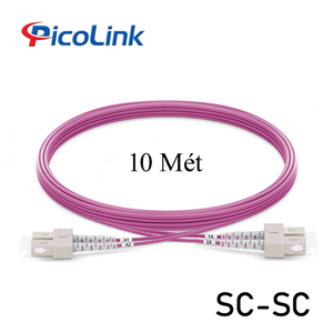 Dây Nhảy Patch Cord Quang Đa Mode OM4 SC-SC 10M Sợi Đôi PicoLink PL-OM4-SCSC10