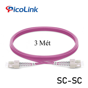 Dây Nhảy Patch Cord Quang Đa Mode OM4 SC-SC 3M Sợi Đôi PicoLink PL-OM4-SCSC3
