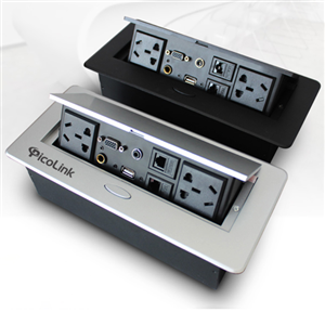 Hộp Ổ Cắm Âm Bàn PicoLink PL223 - Ổ Điện Kết Hợp VGA, LAN, USB, Audio, Mic