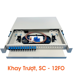 Hộp Phối Quang ODF 12FO PicoLink PL-12TFO-SC,Khay Trượt Chuẩn SC Lắp Rack 19