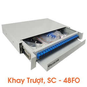 Hộp Phối Quang ODF 48FO PicoLink PL-48TFO-SC, Khay Trượt SC Lắp Tủ Rack 19