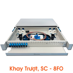 Hộp Phối Quang ODF 8FO PicoLink PL-8TFO-SC, Khay Trượt Chuẩn SC Lắp Rack 19