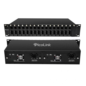 Nguồn Tập Trung gắn Converter Quang 14 Khe Cắm PicoLink PL-014, Khung Rack 19