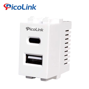 Hạt Ổ Cắm Gắn Âm Tường PicoLink PL-1USB-1TC, Nhân Sạc Điện Thoại USB & Type-C