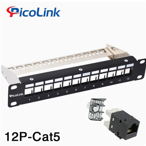Thanh Đấu Nối Patch Panel 12 Cổng Cat5 PicoLink PL-S1U12-C5 1U