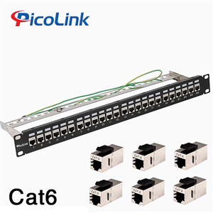 Thanh đấu nối Patch Panel 24 cổng Cat6 FTP 1U PicoLink PL-F1U24P-C6