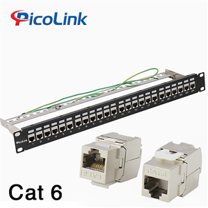 Thanh đấu nối Patch Panel 24 cổng Cat6A FTP 1U PicoLink PL-SF1U24P-C6