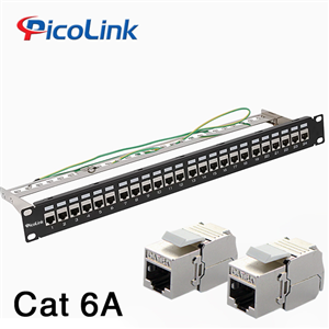 Thanh đấu nối Patch Panel 24 cổng Cat6A FTP 1U PicoLink PL-SF1U24P-C6A