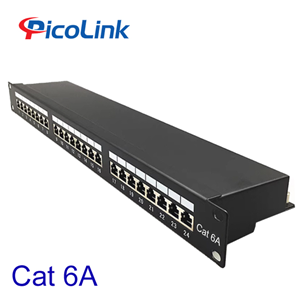 Thanh Đấu Nối Patch Panel 24 Cổng Cat6A STP 1U PicoLink PL-S1U24-C6A Chuẩn 19