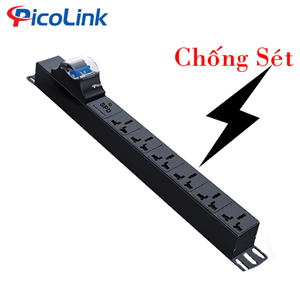 Thanh Nguồn PDU Chống Sét 6 Ổ Cắm 32A Chuẩn Rack 19 Inch PicoLink PL-PDU32-CS6