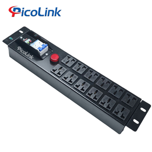 Thanh Nguồn PDU Đa Năng 12 Ổ Cắm Ngang 32A Dùng Cho Tủ Mạng Picolink PL-12P-32A