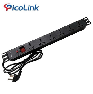 Thanh Nguồn PDU Đa Năng 6 Ổ Cắm 10A Dùng Cho Tủ Mạng PicoLink PL-PDU6-10A